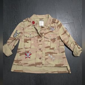 Cotton On Tan Camouflage Utility Jacket with Patches